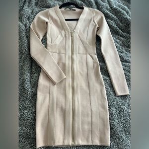 GUESS long sleeve bandage dress, beige/ nude